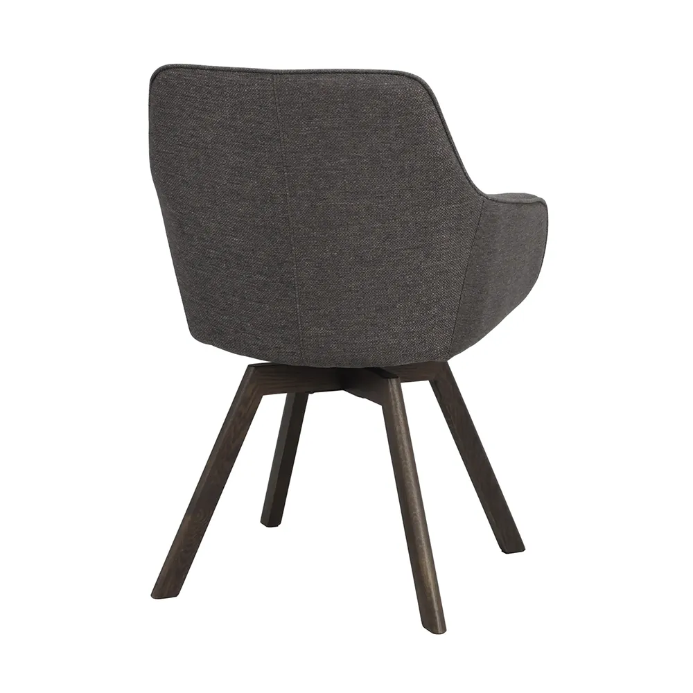 Alison chair with armrests grey fabric/brown oak legs