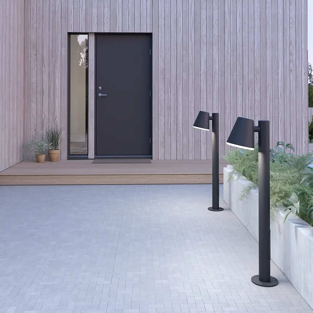 Mist outdoor bollard Black structure E27
