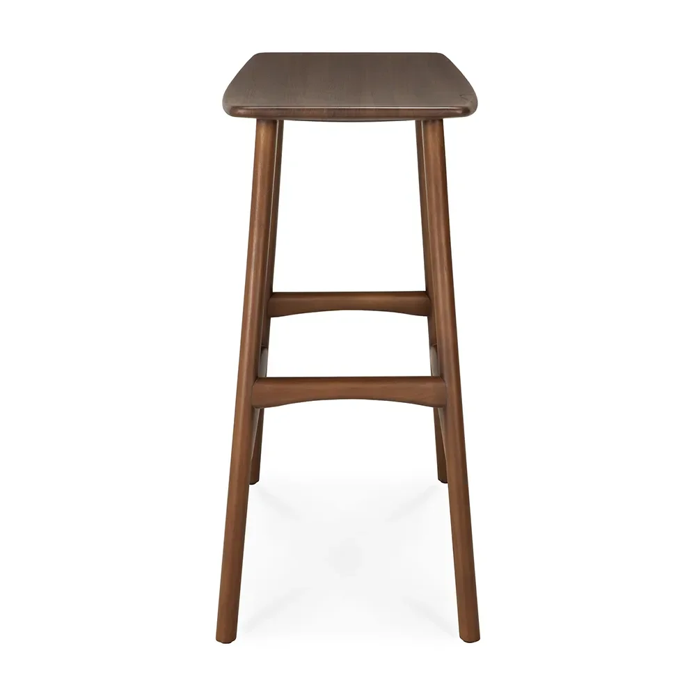 Osso Bar stool low Brown varnished teak