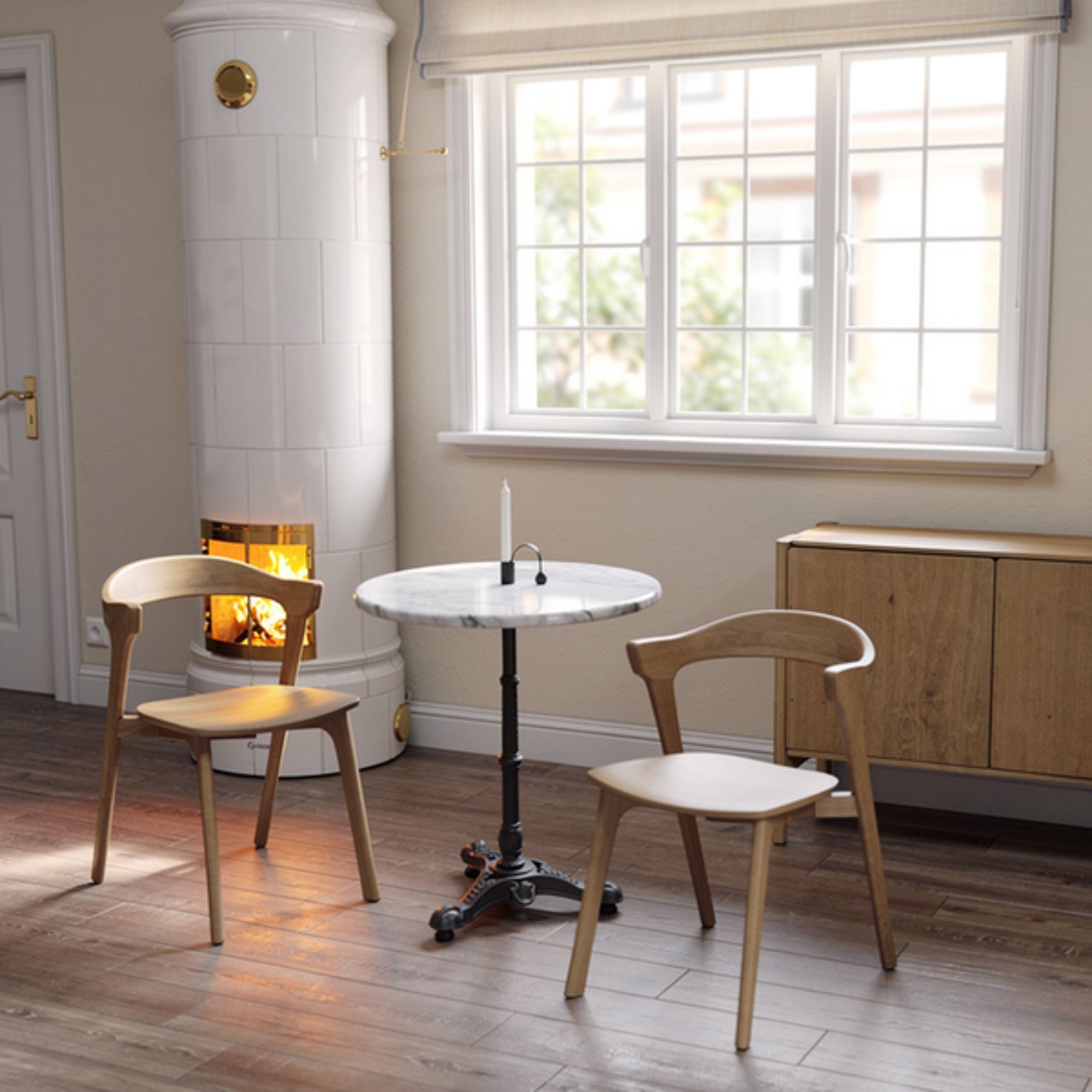 Loire marble table 60 white