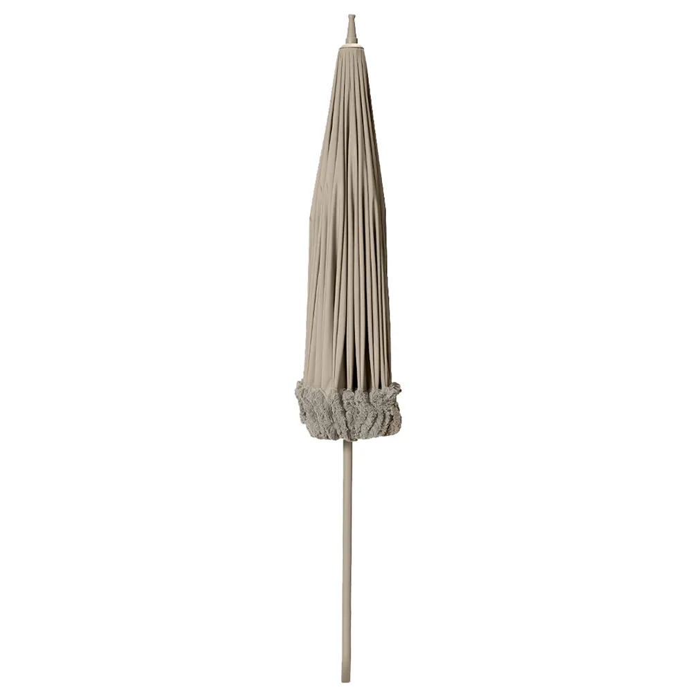 Parasol with fringes Ø240 cm Beige