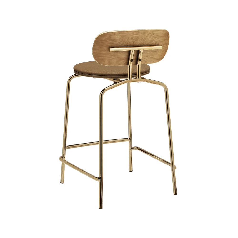 Curious Low Bar Stool Oak/Brass Sugar Brown