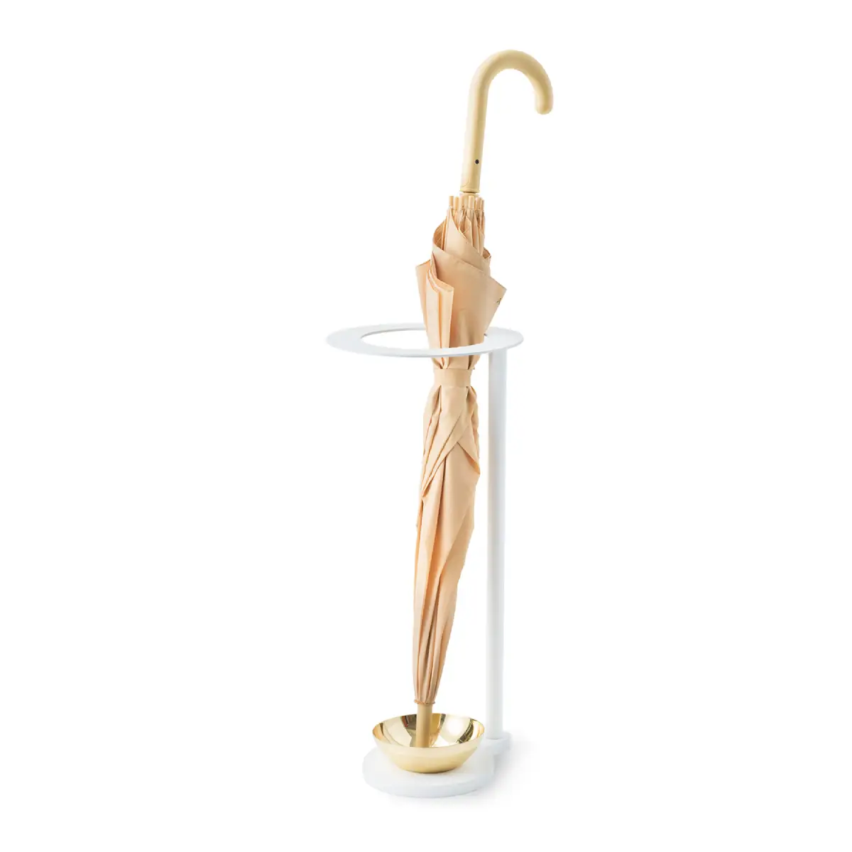 Monokel Umbrella Stand White Stainless Steel, Brass