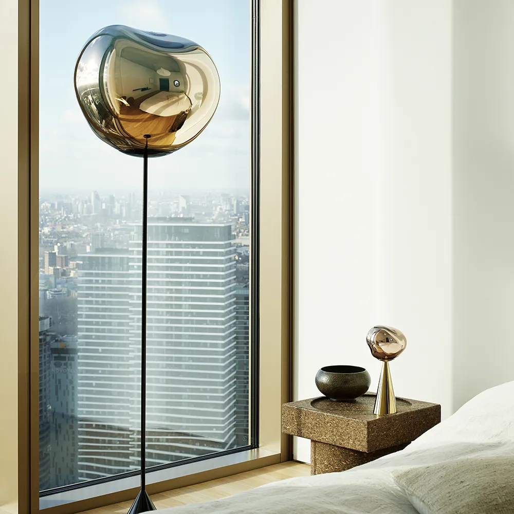 Melt Cone Slim Floor lamp Gold LED