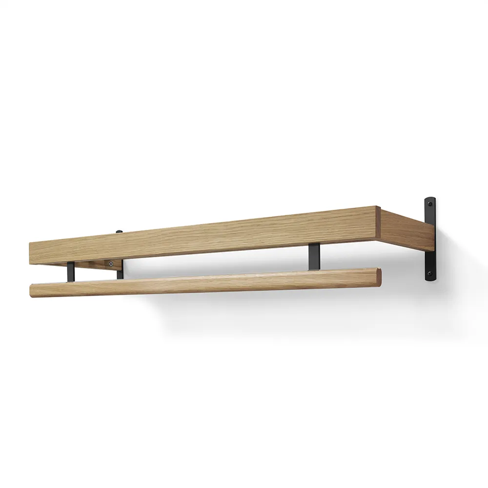 Nadja Hat rack 100 cm 1 level Oiled Oak/Matt Black steel