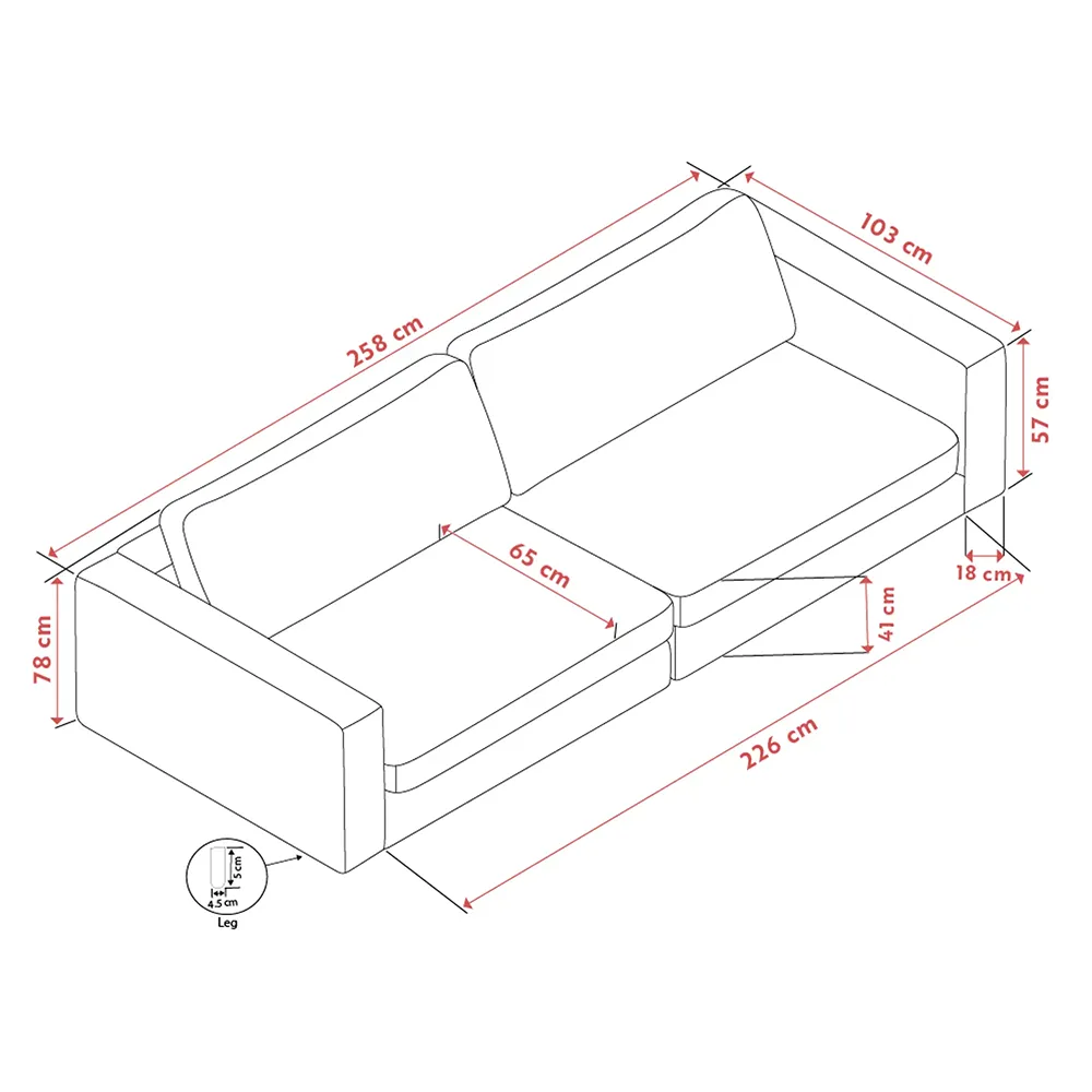 Duncan sofa 3-seater fabric Robin light grey