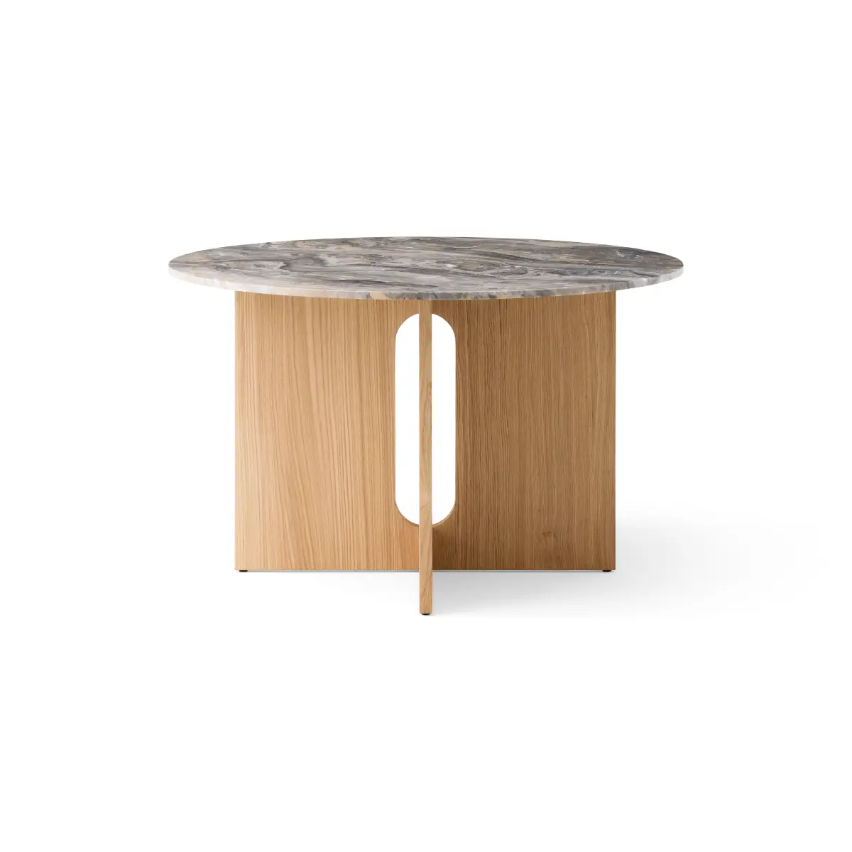 Androgyne Dining Table - Oak/Marble Grey Galaxy - Ø120 cm
