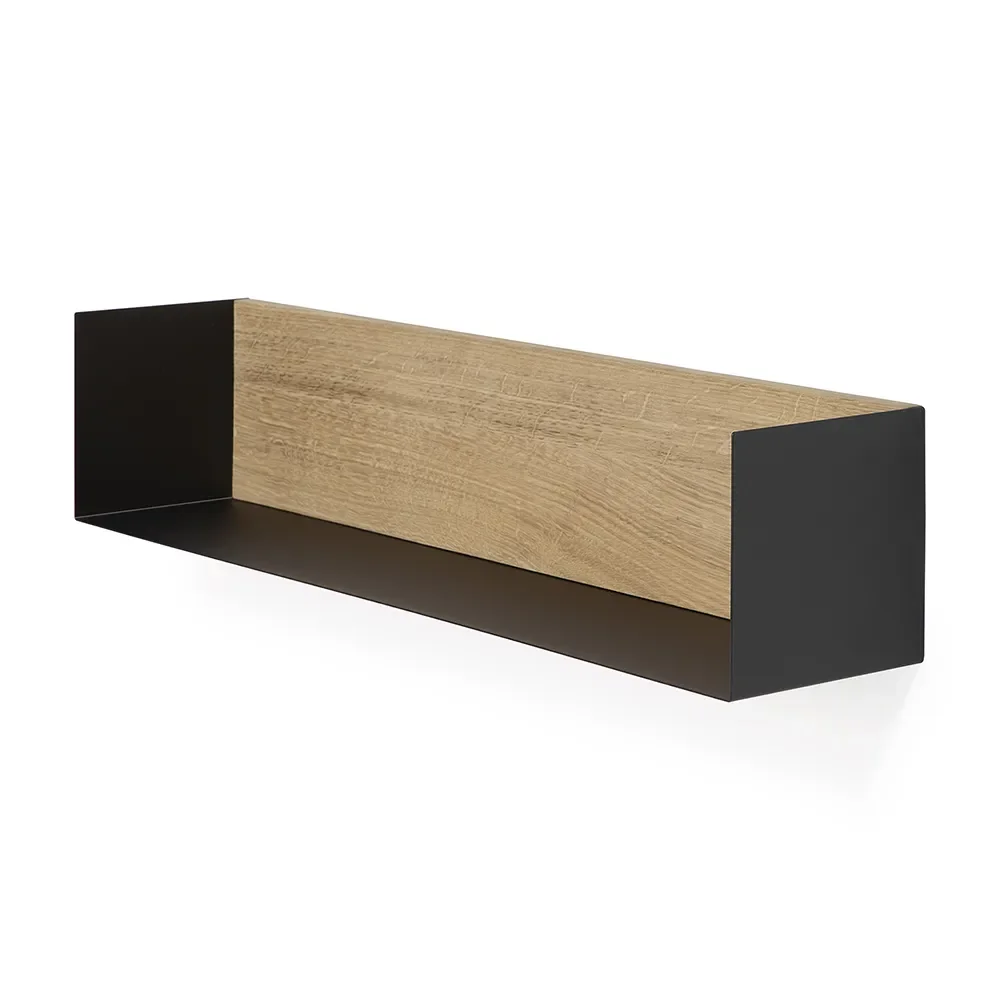  U shelf 70x15 cm oak/black metal