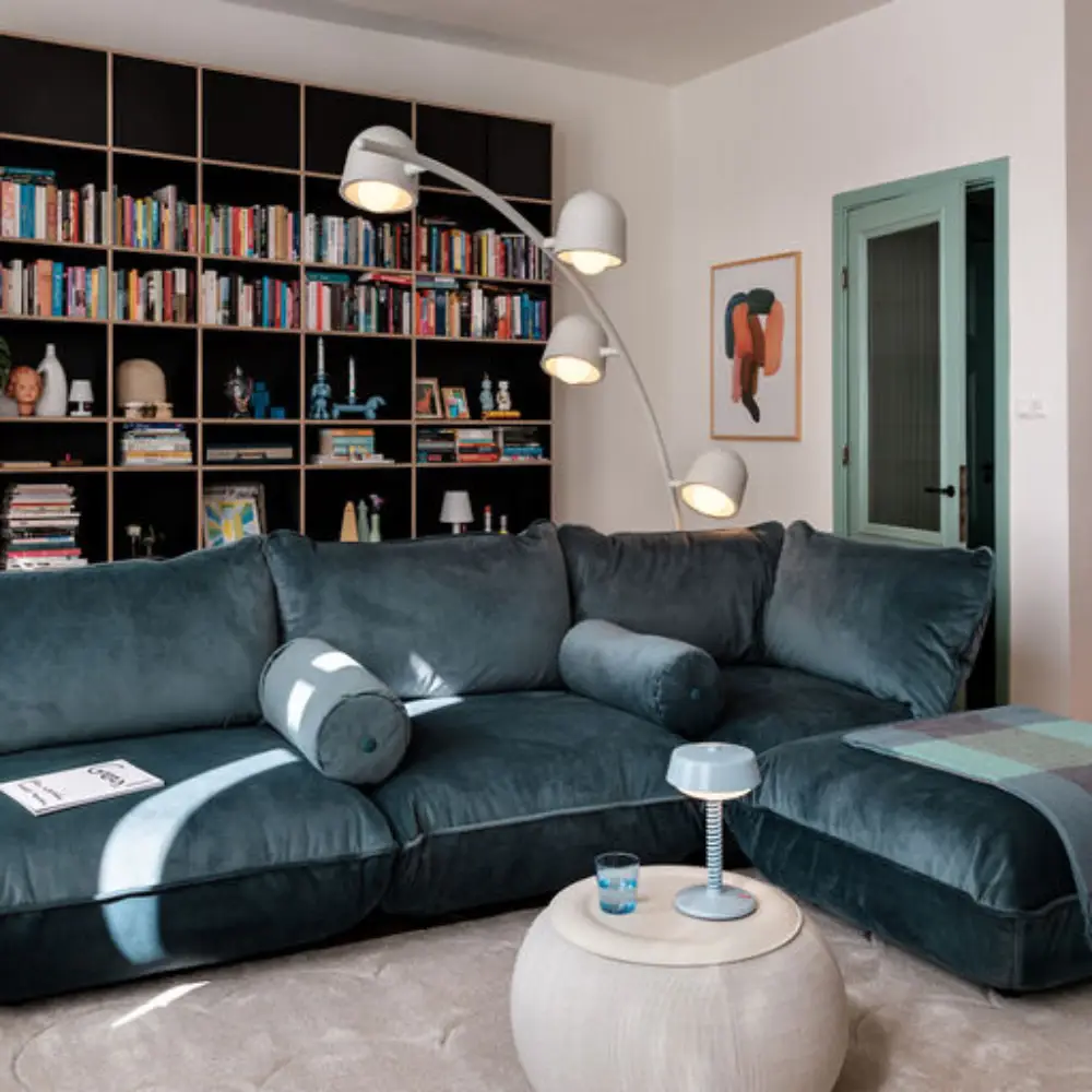 sumo Hocker velvet recycled petrol