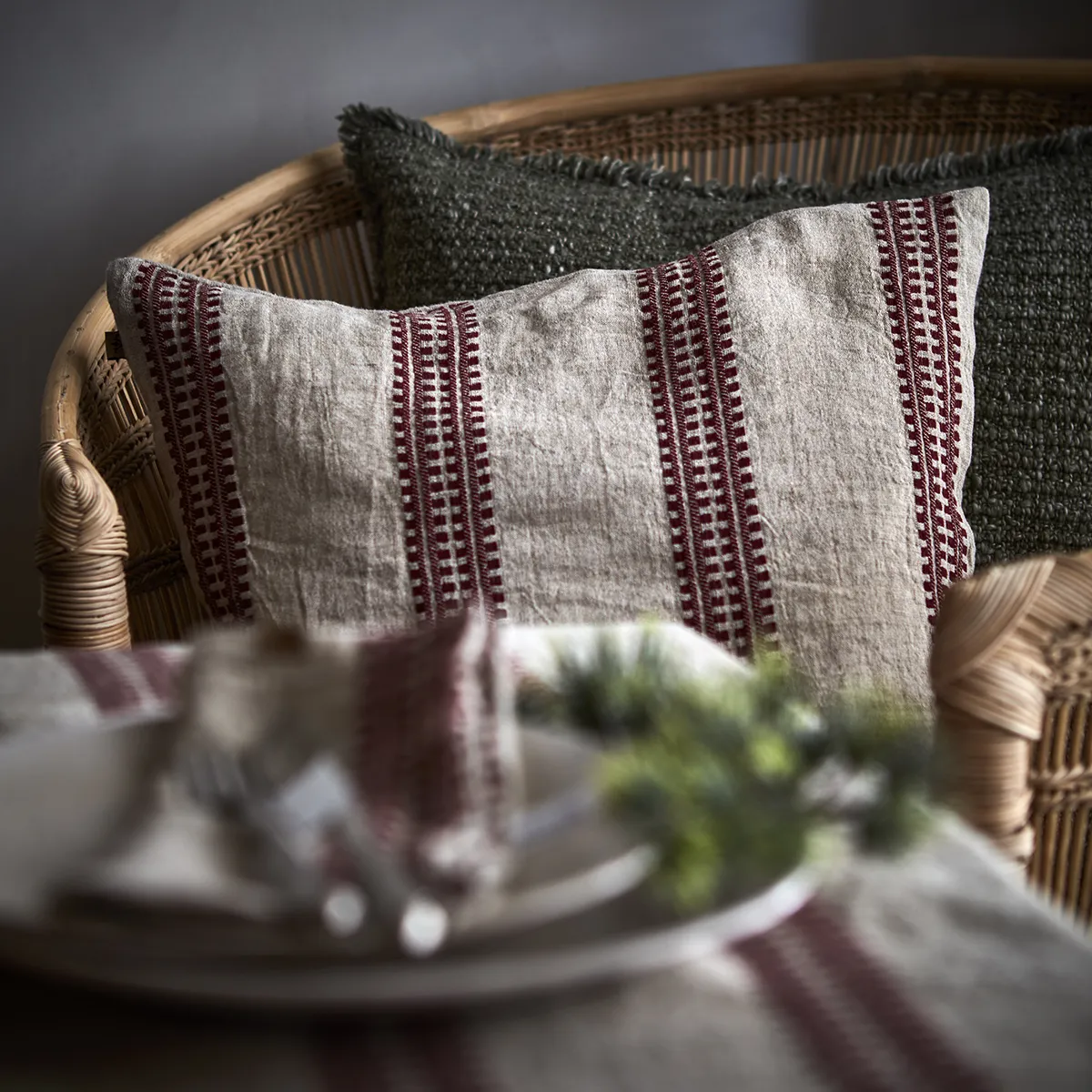 Cushion Cover Noel Red Natural 50x50 cm