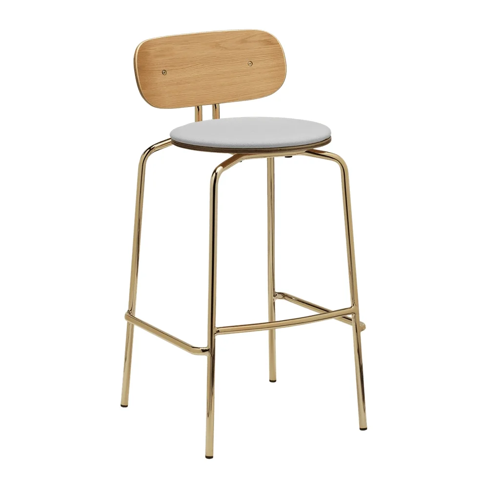 Curious Bar Stool Oak/Brass Sterling