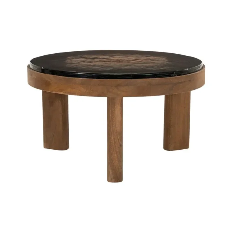 Lucent Coffee table 60x60x35 cm Mango Wood & Glass Brown