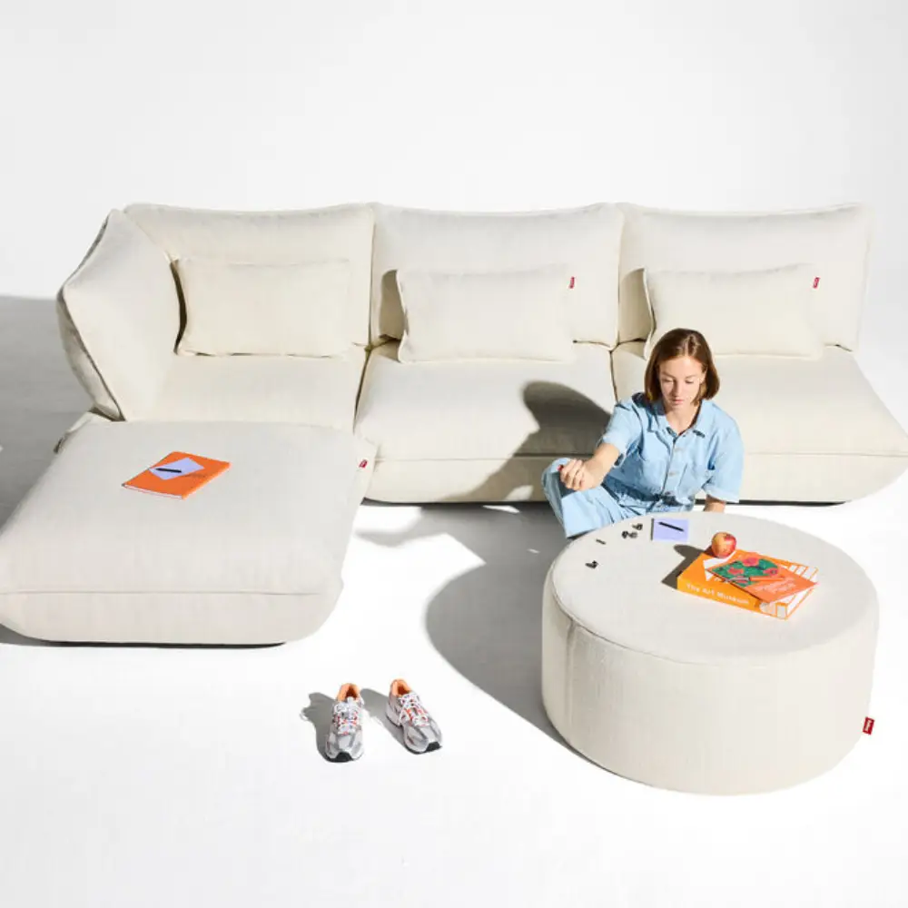 recycled puff pillow boucle creme