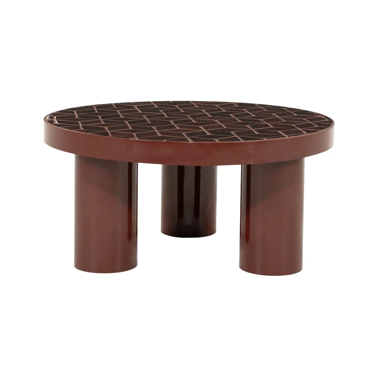 Patterna Coffee Table with Mosaic Top, Red