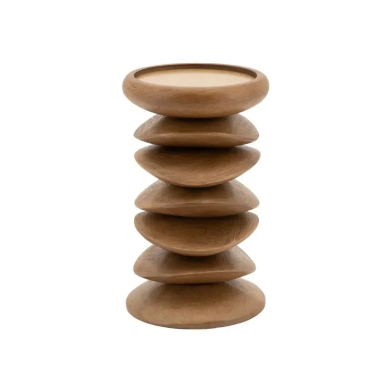 Pillar candle holder Kasane 10x10x15 cm Mango Wood Brown