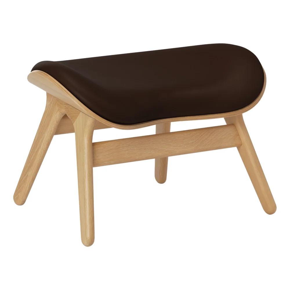 A Conversation Piece Ottoman Footstool Oak/Umage Leather Brown