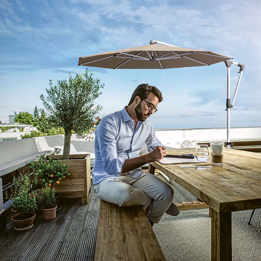 Sunwing Casa side-mast parasol 270x270 cm cat.5 antracite alu / 669 carbone 