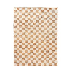 Handwoven Wool Rug Check 140x200 cm Off-White