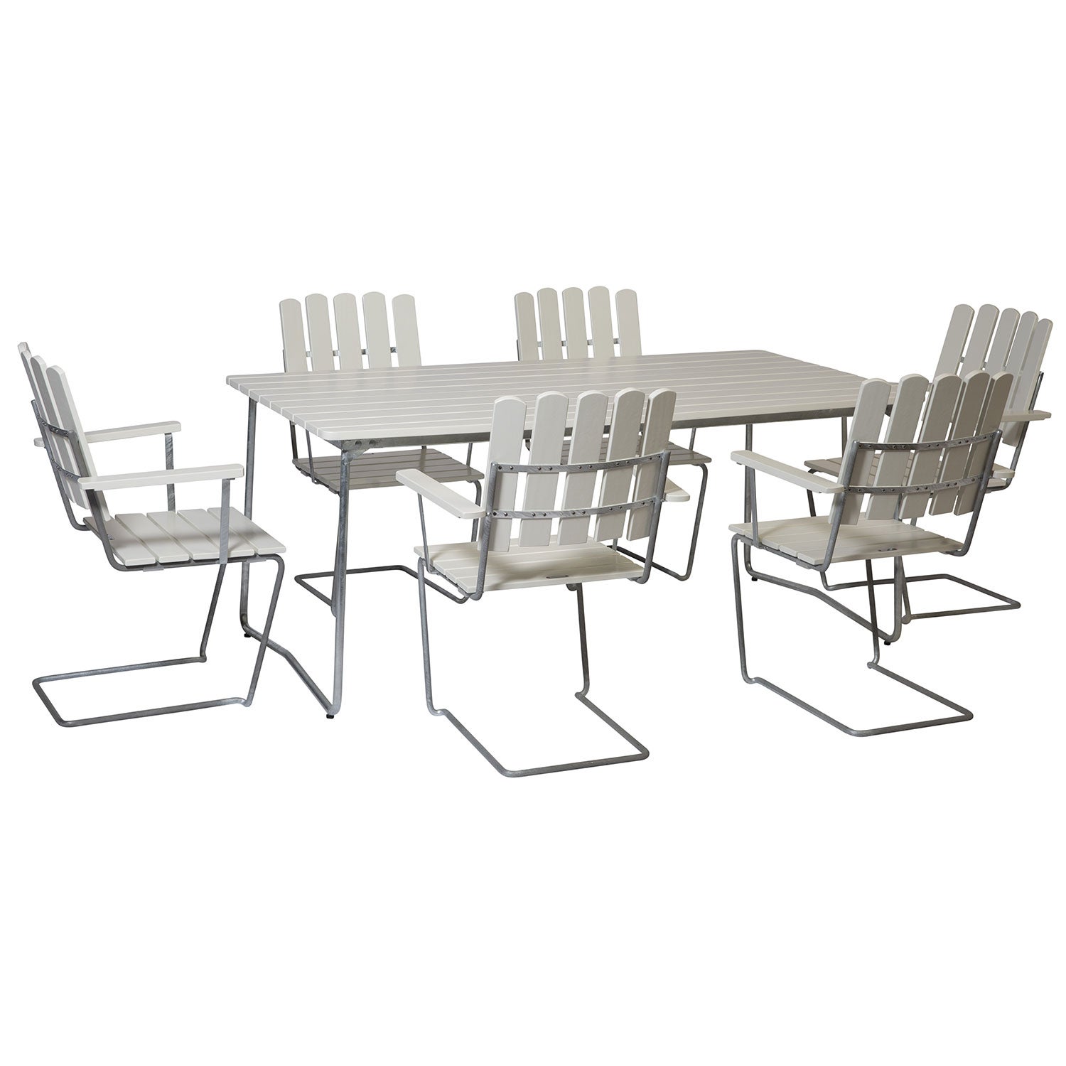 Table B31 170 White lacquered oak / hot-dip galvanised frame