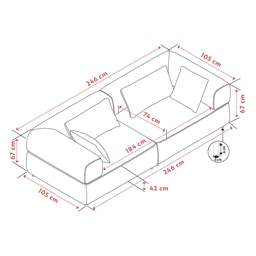 Falkner 3-seater sofa in Oscar light beige fabric