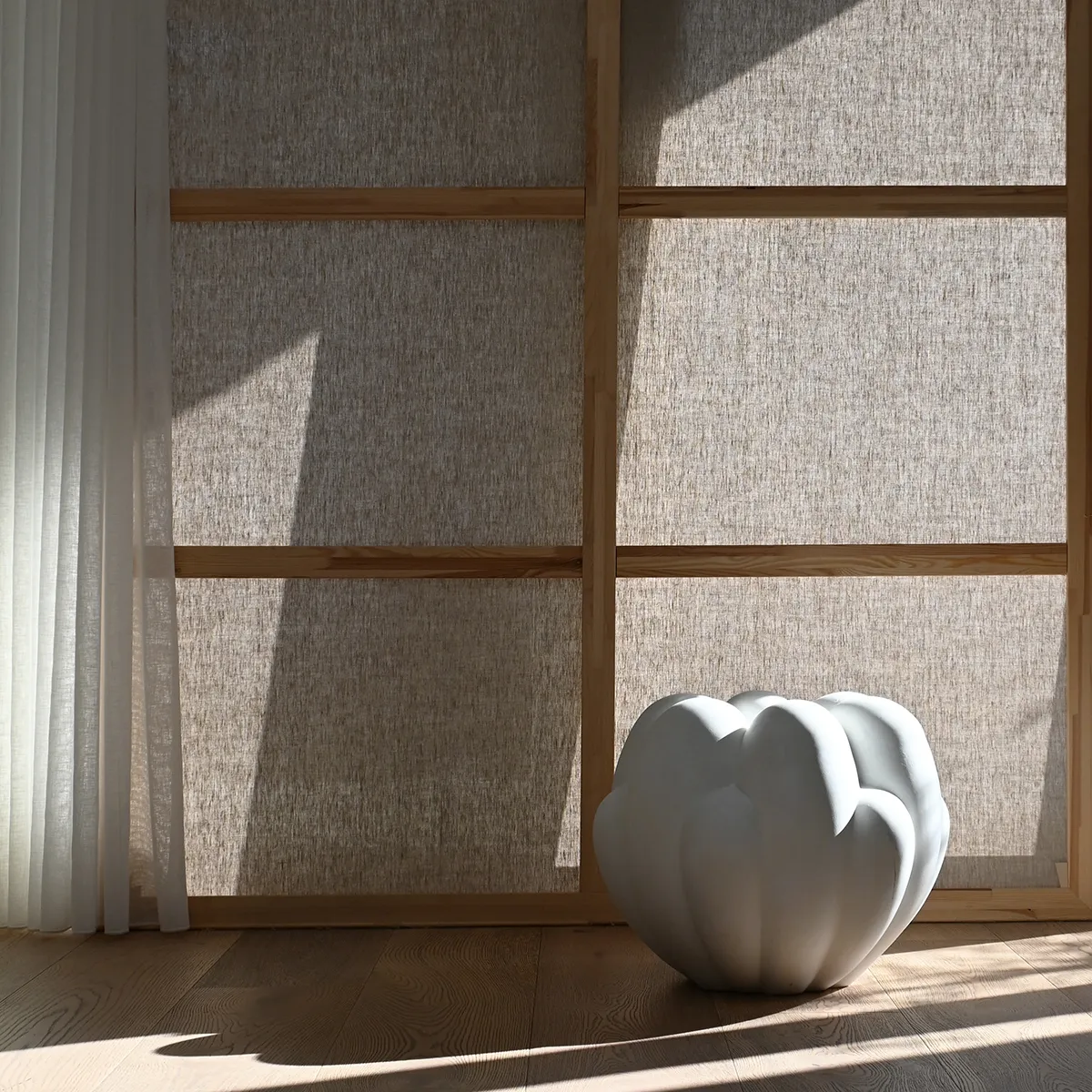 Handmade Vase Bloom Big Bone White H44 cm