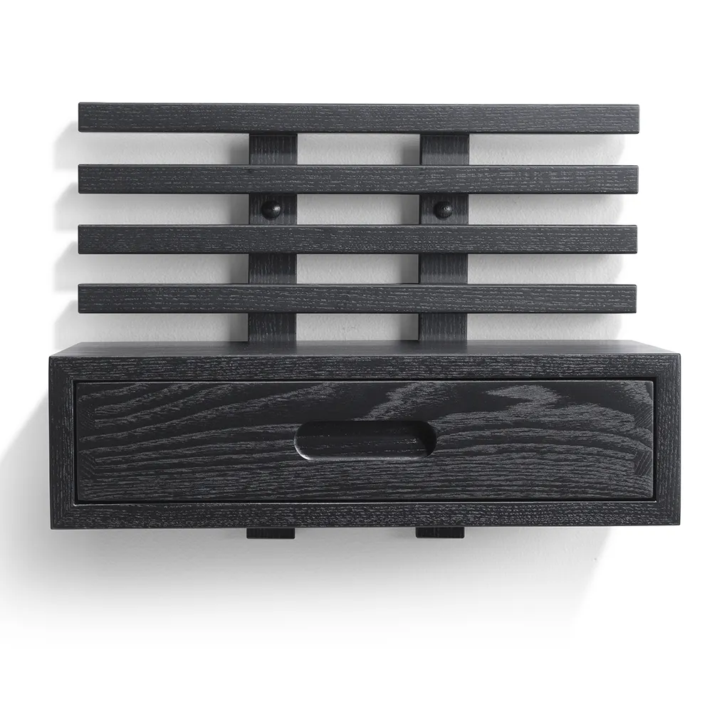 Zece Bedside Table with Drawer Black Stained Ash