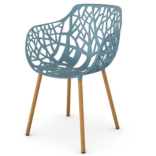 Forest armchair with Iroko upholstered legs Blue Teal