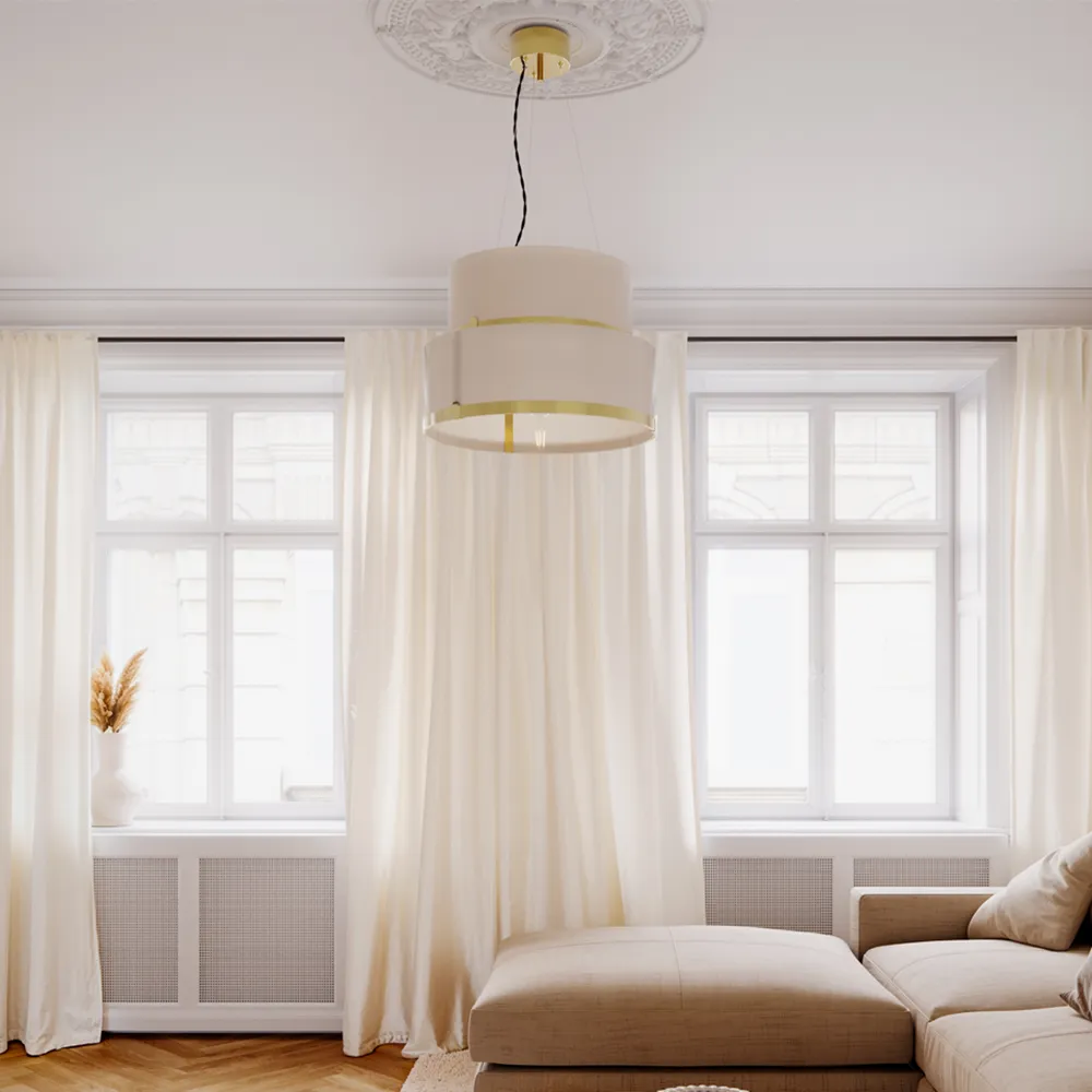 Marcel pendant light Ø50cm brass/white