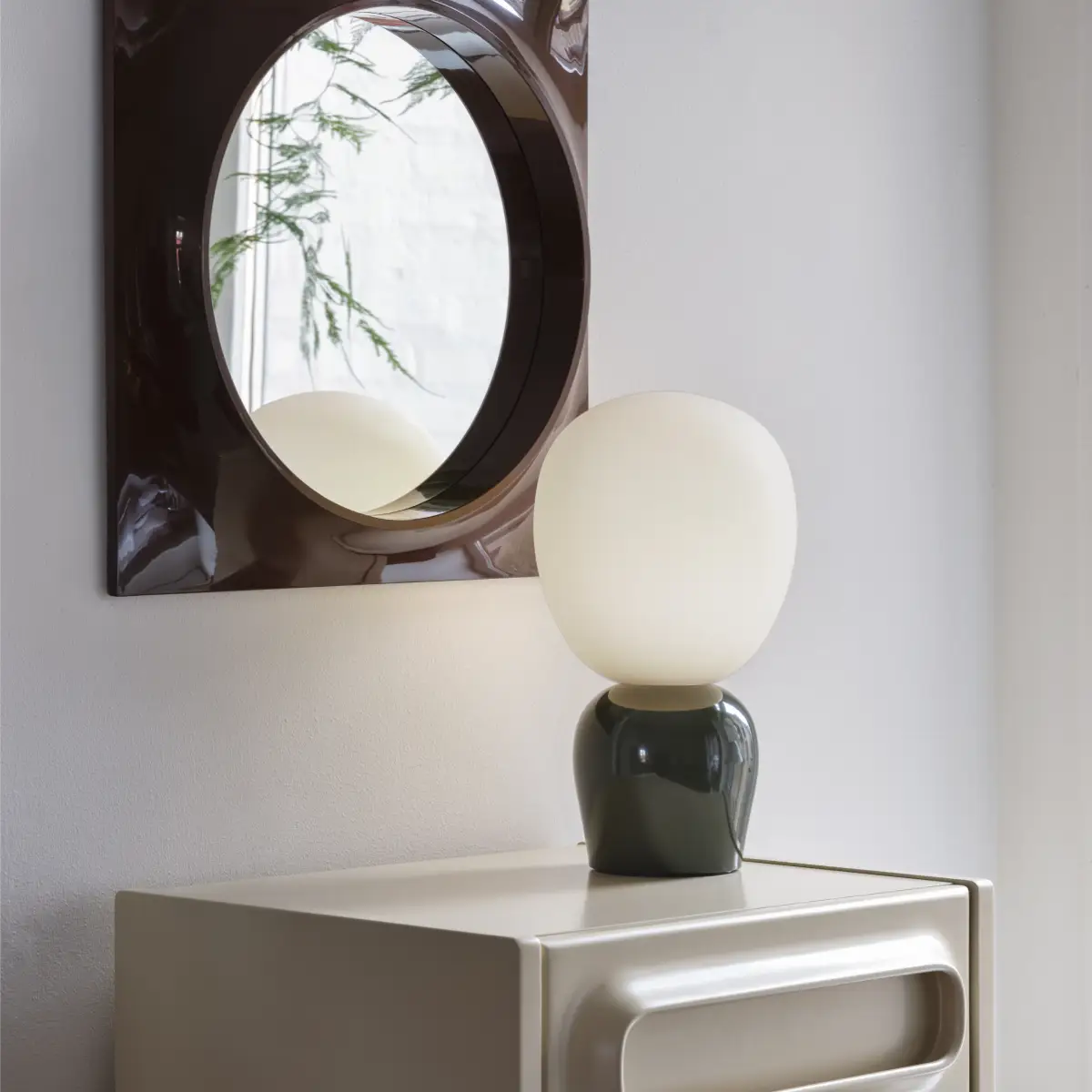 Table lamp Ø18.4 x H33.5 cm Metal/Glass Glossy forest green