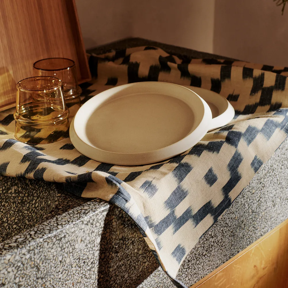 Ikat Tea Towel - Ink Blue/Off-white