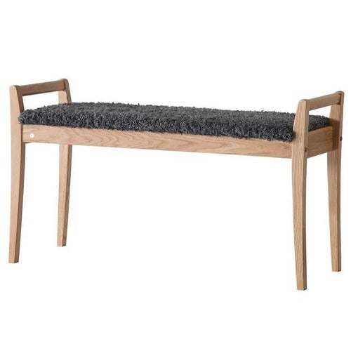 Meja Bench White oiled Oak/Sheepskin look Dark grey