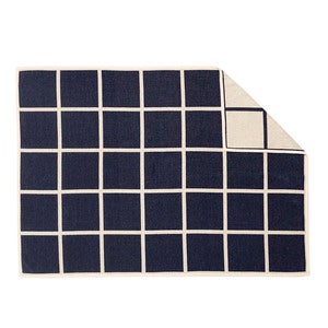 Woven blanket in lambswool Criss Dark Blue