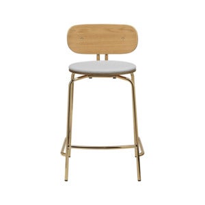 Curious Low Bar Stool Oak/Brass Sterling