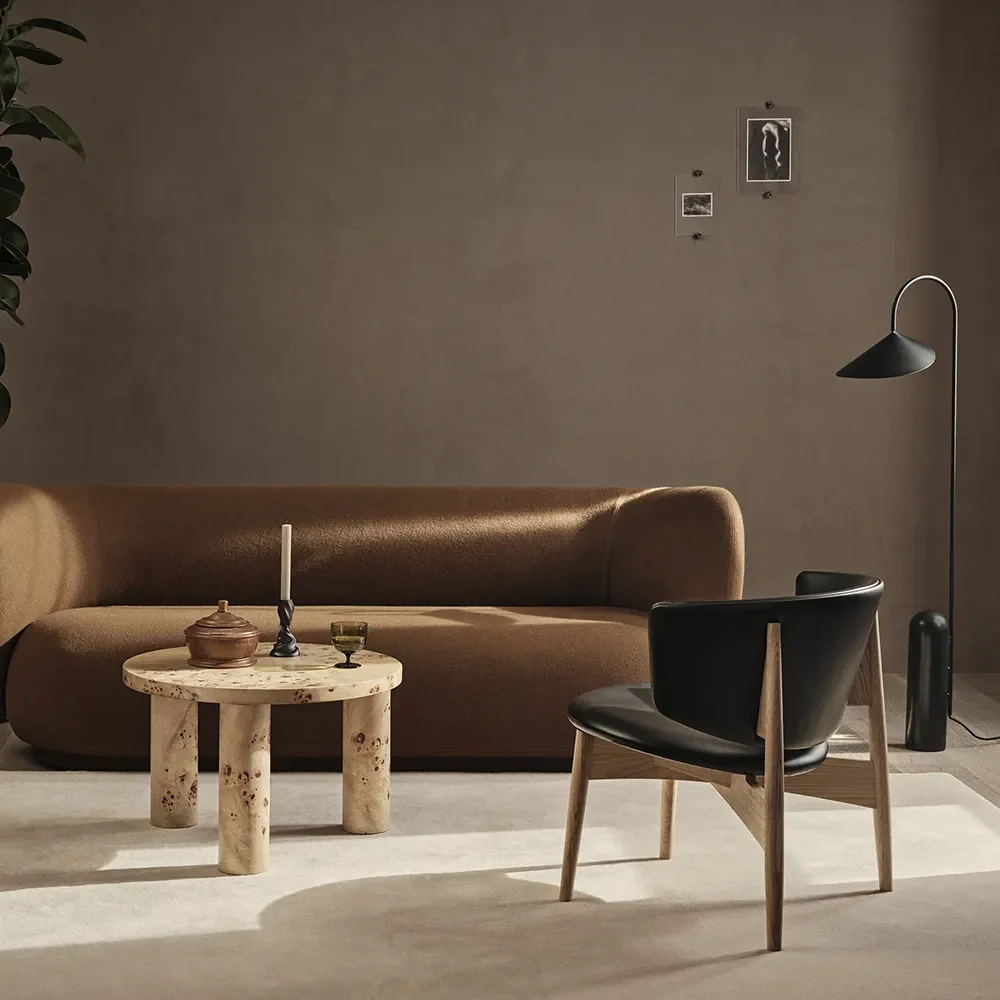 Adjustable Floor Lamp with Travertine Base Arum Black