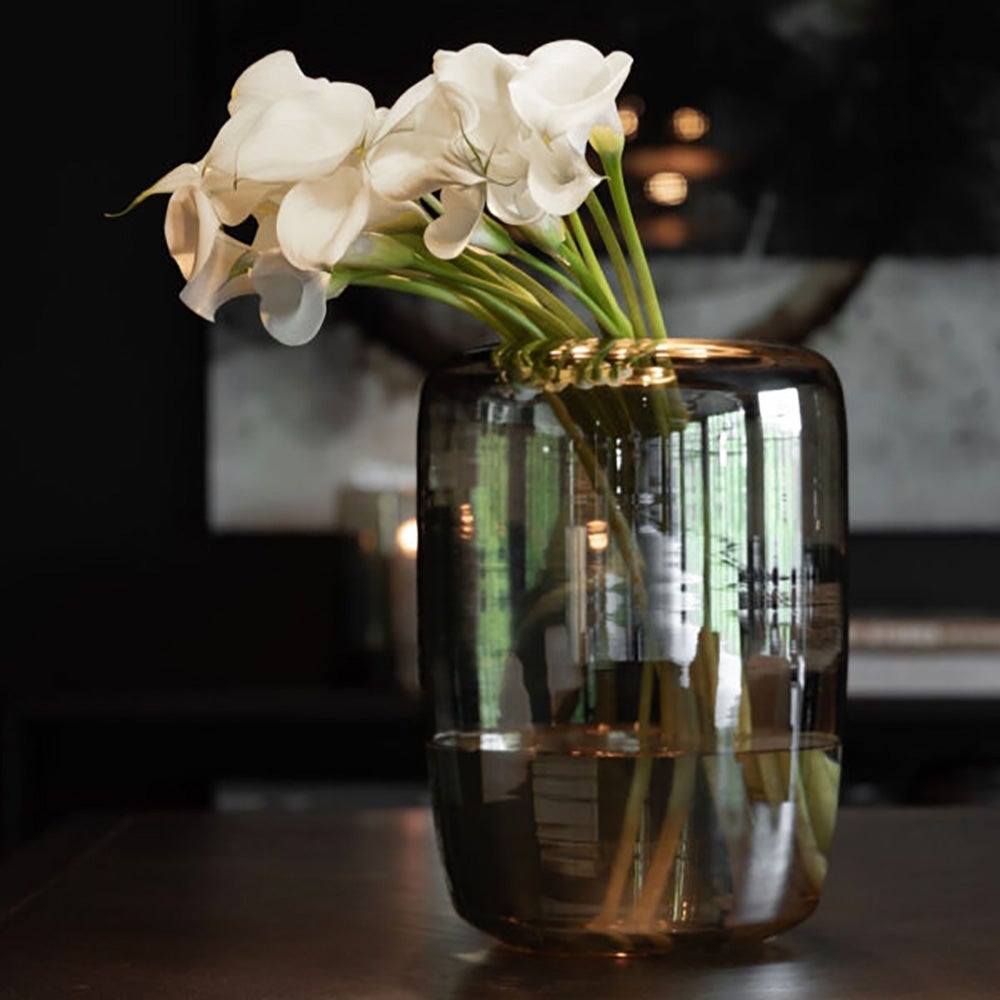 Reef vase in hand-blown glass Ø28 cm Smoke Grey