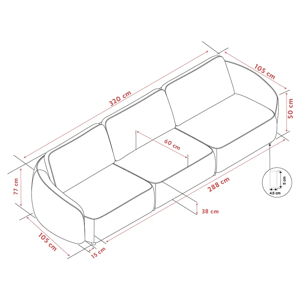 Norris 4-seater sofa in Anna light beige fabric