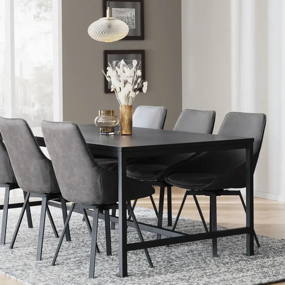 Alison dining chair darkgrey microfibre/black metal legs