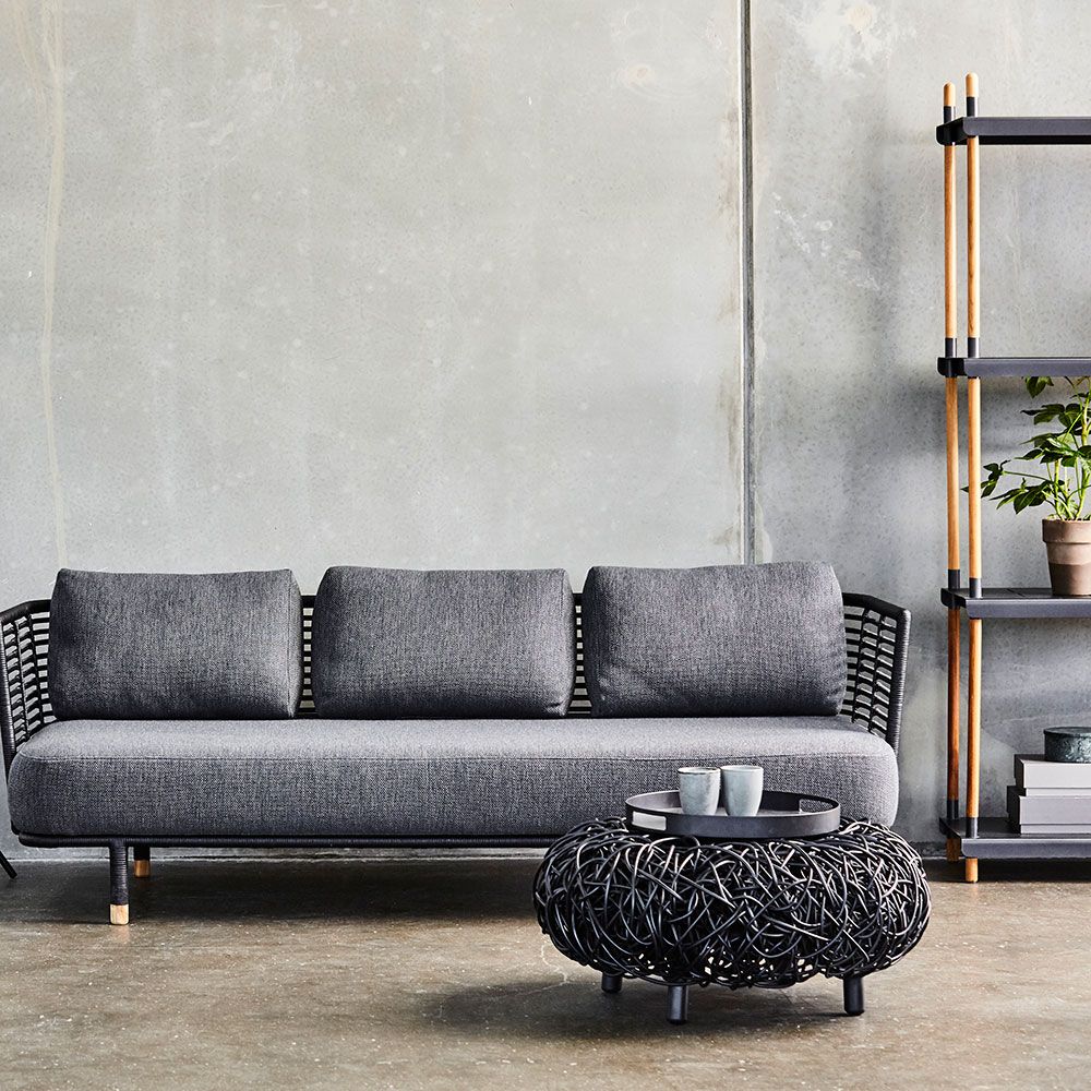 Loop Stool Black Rattan