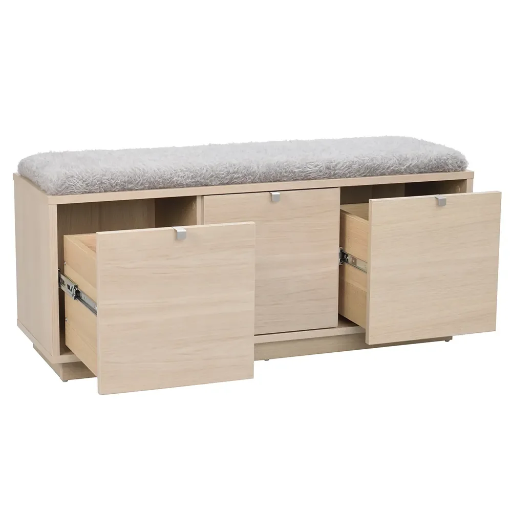 Confetti storage bench white pigmented oak/sheepskin look