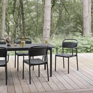 Linear Steel Dining table 220x90 cm Anthracite Black 
