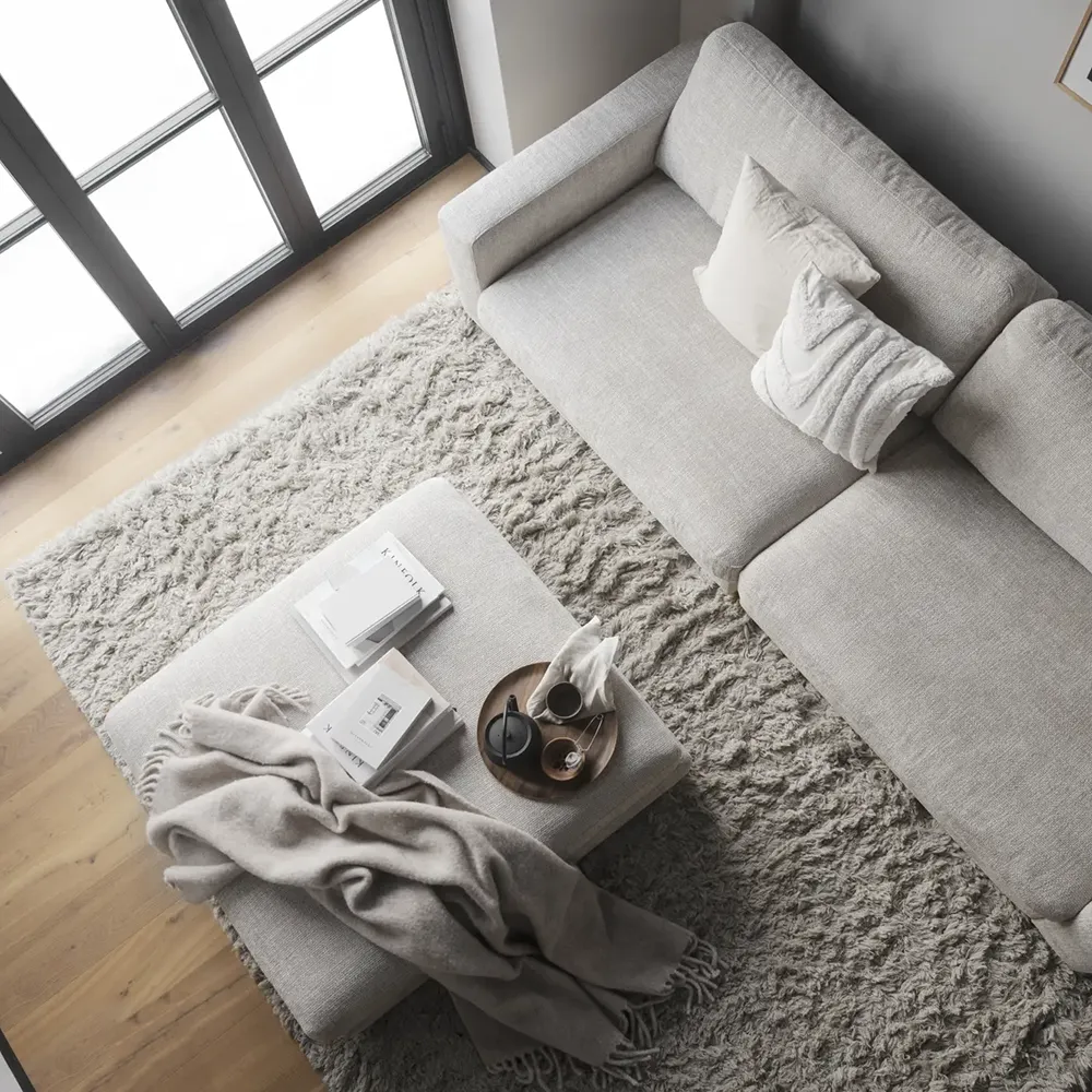 Duncan footstool - Robin light gray fabric