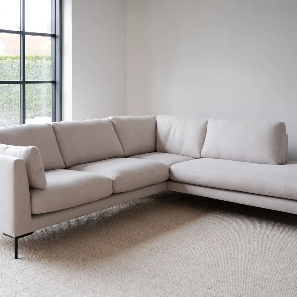 Corwin corner sofa 2.5+2.5-seater open end right fabric Rita light beige