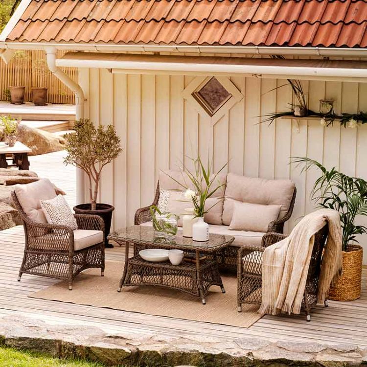 Elder sofa group rustic synthetic rattan