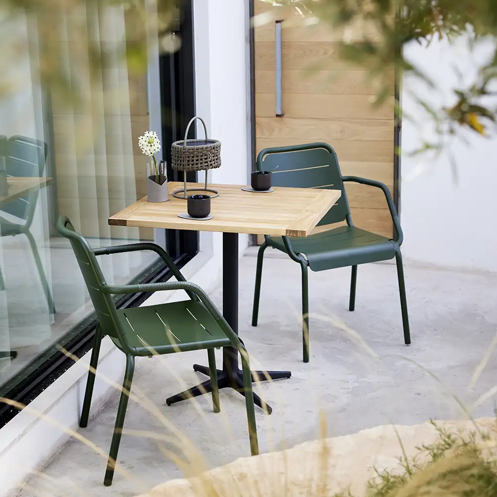 Copenhagen armchair stackable Weave Dark green aluminium