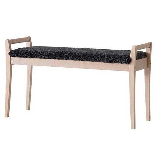 Meja Bench White oiled Oak/Sheepskin Dark grey