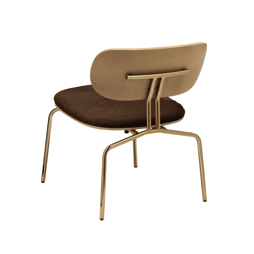 Curious Lounge Chair Oak/Brass Teddy Brown