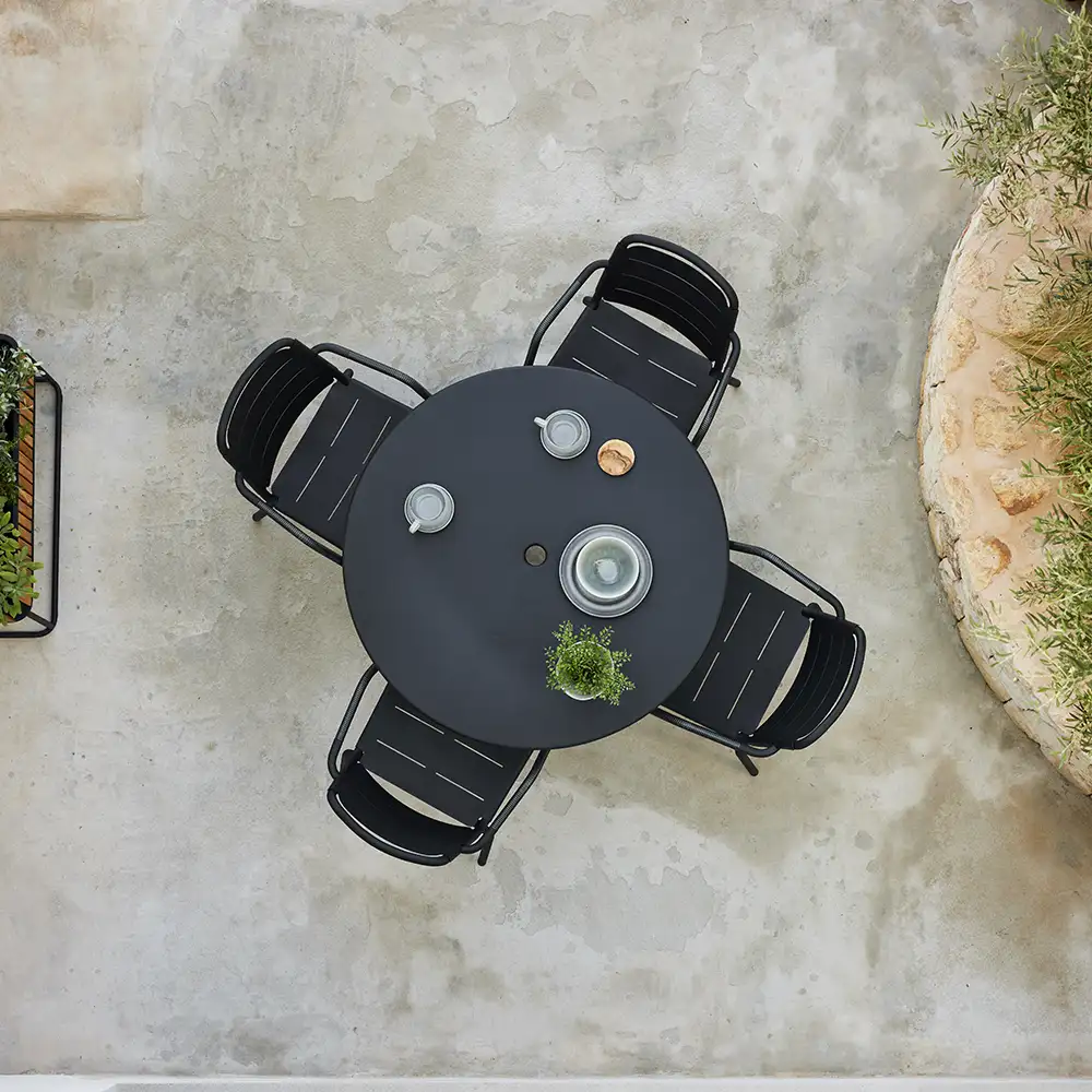 Copenhagen armchair stackable Weave Lava grey aluminium