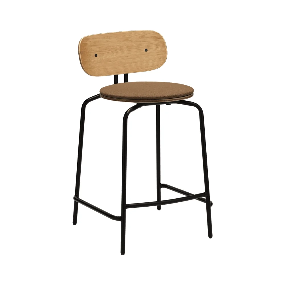 Curious Low Bar Stool Oak/Black Sugar Brown