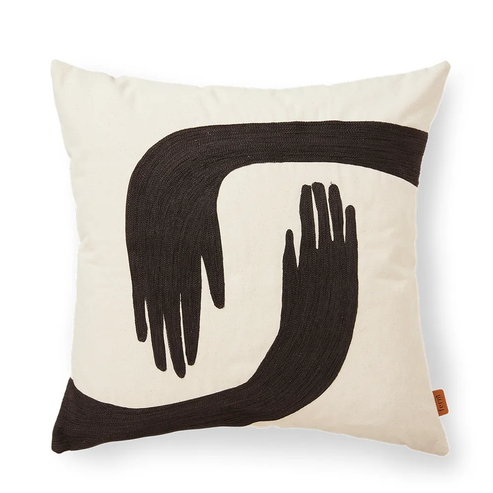 Hand-Embroidered Cushion Cover Pose in Organic Cotton