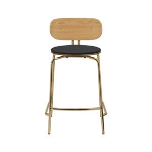 Curious Low Bar Stool Oak/Brass Shadow